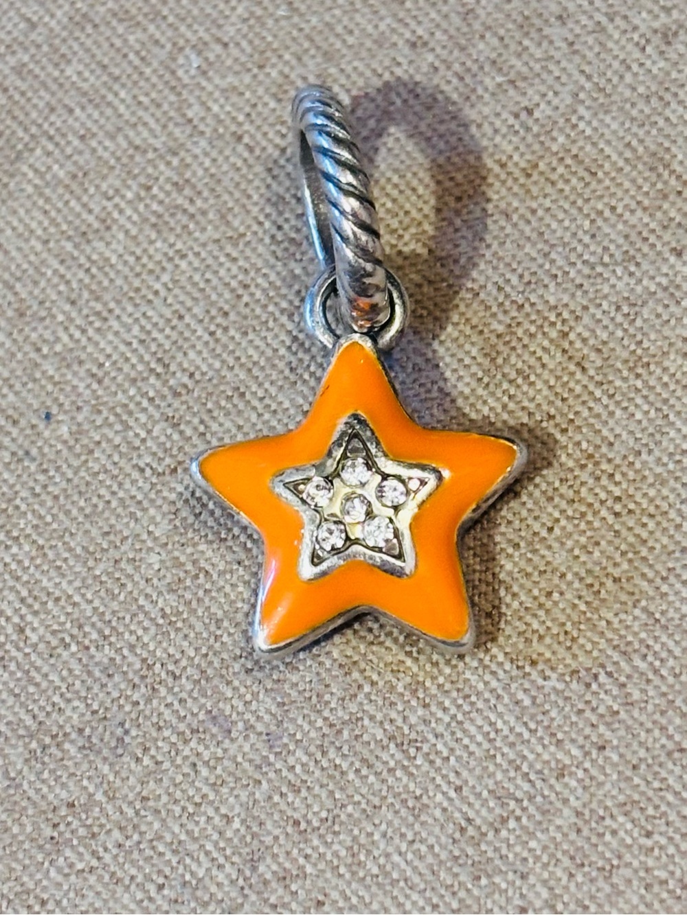 🆕Listing Brighton Dazzling Star charm Silver Orange enamel Crystal heart Retired
